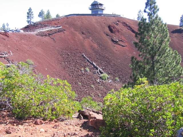 Lava Butte, a cinder cone, rises 500 ft